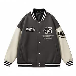 Veste de baseball streetwear pour homme, de haute qualité, avec broderie patchwork, style varsity, coupe bomber oversize, grandes tailles - Product Image 1