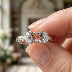 La mejor mano de obra Diseño único Calidad superior 14K Oro blanco sólido Diamante real Forma redonda Anillo de compromiso moderno para mujer - Product Image 2