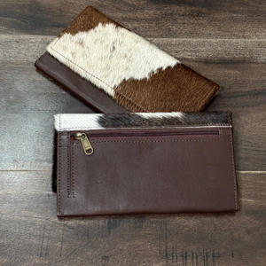 ใหม่กระเป๋าสตางค์หนังวัวแบบตะวันตกสำหรับผู้หญิงกระเป๋าสตางค์แบบบางหนังแท้คลัทช์หนังวัวแท้พิมพ์ลายหนังวัวแท้ของขวัญสำหรับเธอ - Product Image 5