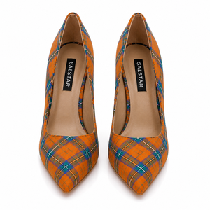 Escarpins à talons aiguilles personnalisés à motif écossais pour femmes – Chaussures de soirée de luxe à bout pointu et à carreaux - Product Image 2