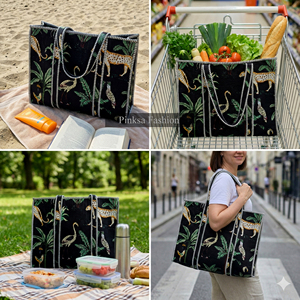 Bolsa de Mano de Algodón Acolchado con Estampado Botánico y Animal de Jaipur, Hecha a Mano, Gran Capacidad, Ecológica, Reutilizable, para Compras - Product Image 4