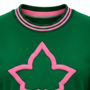 Green Ladies Rib Knit Crew Neck Sweatshirt Custom Embroidery Letter Design Long Sleeve Casual Varsity <b>Pullover</b> <b>Women</b> Top - Product Image 6