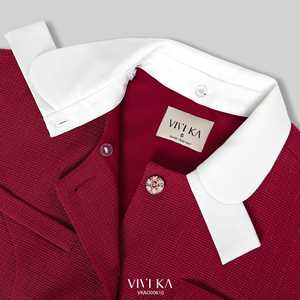 เสื้อเบลเซอร์สีแดงสำหรับผู้หญิง แขนยาว ปกปีเตอร์แพนถอดได้ กระดุมแถวเดียว ตกแต่งด้วยกระดุม สไตล์ออฟฟิศ KIVRA - Product Image 5