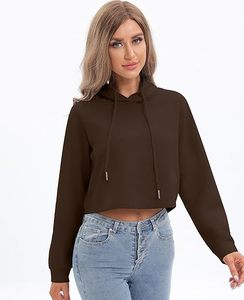 Sweat-shirt à capuche court pour femme OEM – Haut décontracté en mélange de coton doux pour le sport - Product Image 4