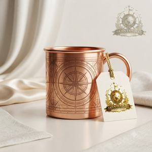 Handcrafted Compass Engraved Pure Copper <b>Moscow</b> <b>Mule</b> <b>Mug</b> 16oz Custom Wholesale Metal Beer Cocktail Drinkware Cup - Product Image 1