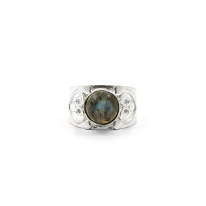 Handmade Labradorite <b>Statement</b> <b>Ring</b> Natural Labradorite Gemstone <b>Ring</b> Silver Plated Matte Finish Boho Geometric Unisex - Product Image 3