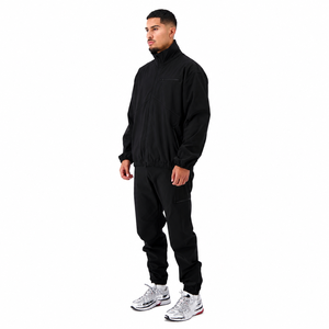Conjunto Deportivo Negro para Hombre, Chaqueta con Cierre Completo y Pantalones Jogger, Transpirable, Estilo Deportivo, Color Sólido, para Otoño, Corte Regular - Product Image 2