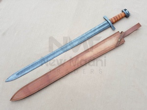 DAMASCO HECHO A MANO ENVOLVENTE MANGO DE CUERO ESPADA VIKINGA - Product Image 2