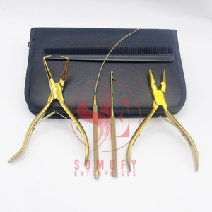 Professional Salon Hair Extension Tools <b>Kit</b> Custom Logo Plier Set with <b>Beads</b> Links Made of Human Hair Metal Wholesale Prices - Product Image 1