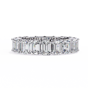 Anillo de Eternidad de Oro Sólido de 18K con Moissanita, Corte Esmeralda, Anillo de Boda de Círculo Completo con Engaste de Garras para Mujeres y Hombres - Product Image 5
