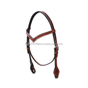 Têtière en cuir personnalisable AL RAHEEM INTERNATIONAL ALR HS 001 – Durable, réglable, avec finitions en laiton, couleur marron, pour l'équitation - Product Image 1