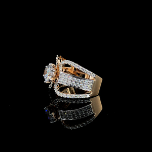 Anillo de compromiso y boda con halo de diamantes ovalados cultivados en laboratorio en oro rosa para mujer, regalo para fiesta - Product Image 4