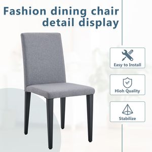 Dos Exquisitas Sillas de Comedor de Lino y Algodón en Gris Claro con Comodidad Versátil, Acompañamiento Sencillo pero Elegante para la Cena - Product Image 5