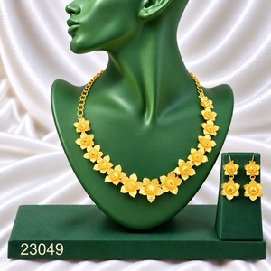 14k Gold Plated Vintage Flower <b>Necklace</b> Set with Imitation Pearl Earrings and Ring <b>for</b> <b>Women</b> Anniversary A-23047 - Product Image 4