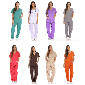 Ensemble de blouses et pantalons de travail pour femmes, col en V, orange, coton et polyester, style jogger, uniforme d'hôpital, vêtements de travail pour infirmières - Product Image 3