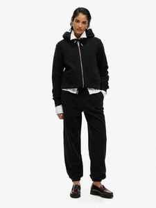 Sweat-shirt à capuche noir pour femme, coupe classique, en coton tricoté, couleur unie, avec fermeture éclair et poches, vêtement décontracté pour l'automne - Product Image 3