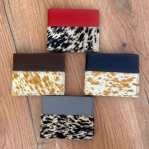 กระเป๋าสตางค์หนังวัวแบบบางสำหรับผู้ชายทำจากหนังวัวตัดบัตรเครดิตแบบพับสองพับขนาดเล็ก - Product Image 3