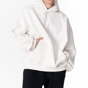 Sudadera con Capucha Oversize de Invierno 100% Algodón Terry de Alta Calidad, Estilo Urbano, Forro Polar Grueso Antipilling, Bolsillos, Hombros Caídos, Básica, Color Liso - Product Image 2