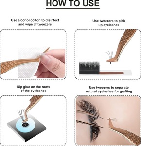 Rose Gold Eyelash Tweezers Set with Case for <b>Lash</b> Extension Beauty Tools Portable Precision Curved Tip Metal Tweezers - Product Image 4