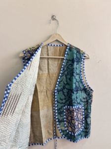 เสื้อกั๊กสไตล์วินเทจสำหรับผู้หญิงและผู้ชาย  ผ้าฝ้ายคันธา  ไม่มีแขน  มีกระเป๋า  ระบายอากาศได้ดี - Product Image 5