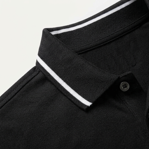 Men's Slim Fit <b>Polo</b> Shirt Short Sleeve Solid <b>Black</b> Contrast Trim Collar Sporty <b>Top</b> - Product Image 4