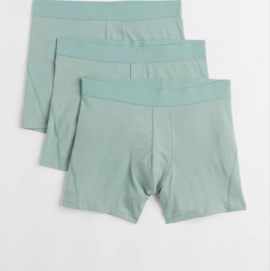 Calzoncillos bóxer de cintura media para hombre, de color liso, de seda tejida, transpirables, de secado rápido, con logo en la cintura - Product Image 2