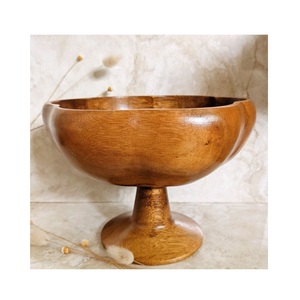 Bol surélevé décoratif en bois naturel classique, écologique, résistant à la chaleur, pour fruits, aliments secs, collations, desserts, cuisine - Product Image 5