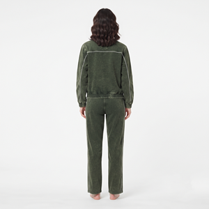 Custom design Women's Regular Fit Acid Wash Contrast Piping Full Zip Sports Jacket Custom Tracksuit <b>Sweat</b> <b>Set</b> - Product Image 2