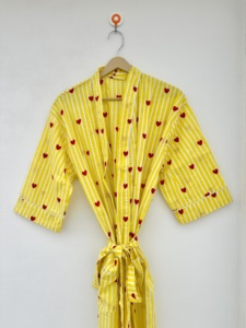 High Selling Summer Cotton <b>Kimono</b> <b>Robe</b> <b>Long</b> Sleeve Full Length V-neck Beach Wear Hotel Use - Product Image 1