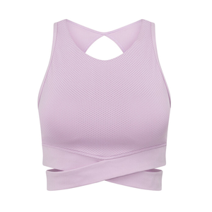 Custom Moisture Wicking Breathable Mesh Gym Training Bra High Support Sweat Longline Sports Bra With <b>Wrap</b> Band - Product Image 4