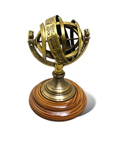 Classic Brass Armillary <b>Globe</b> with Zodiac Rings Antique Style Decor - Product Image 1