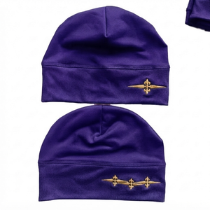 Gorro de invierno unisex de alta calidad, color morado sólido, 100% acrílico, estilo vintage, talla adulta 58-60CM, con estampado brillante. - Product Image 1