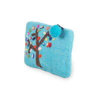 Dompet Wanita Lamatar1 Berkualitas Tinggi dari Wol Domba Selandia Baru Desain Pohon dengan Ritsleting, Anyaman Ramah Lingkungan, Hadiah Buatan Tangan