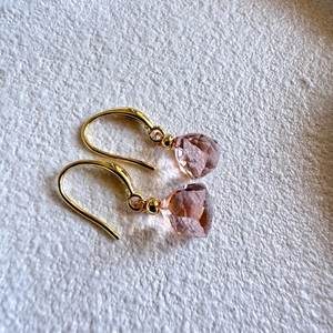 Boucles d'oreilles en quartz morganite, argent sterling 925, plaqué or 14 carats, bijoux délicats, cadeau pour elle, pierre de naissance de juin - Product Image 6