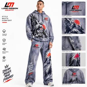 Survêtement pour homme LONG MISSION INDUSTRY, entièrement en coton respirant, à capuche, avec cordon de serrage, coupe régulière, léger - Product Image 1