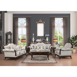 Set da soggiorno con bottone bianco 5 pz stile tradizionale Gloria - Product Image 1