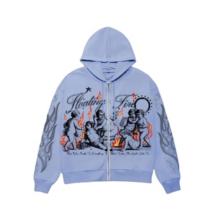 Sudadera con Capucha Estampada con Fuego Flotante, Unisex, Estilo Urbano Oversize, Diseño de Ángel de Llama Negra, Impresión por Sublimación, Corte Regular - Product Image 5