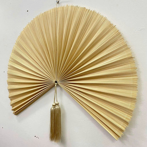 Bamboo Wall Fan Decor, Handmade Natural Boho Wall Hanging with Tassel, <b>Large</b> Wall <b>Art</b> for Bedroom, Wedding & Home Decor - Product Image 2