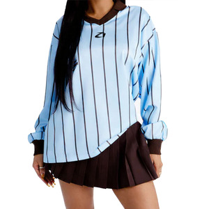 Custom <b>Light</b> Blue Shirt for Unisex Black Stripe Oversized American Football Jersey Breathable Polyester Quick Dry Sports Shirt - Product Image 3