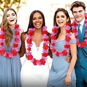 Set di 20 Collane Hawaiane Floreali per San Valentino - Ghirlanda di Fiori Tropicali Rosa per Matrimoni e Feste di Compleanno - Product Image 5