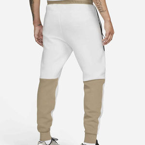 <b>Men's</b> <b>White</b> Color Blocked Fleece Sweatpants Elastic Waist Drawstring Casual Autumn Wear Side Pockets - Product Image 2