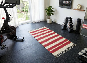 Tapis de prière indien traditionnel fait main en coton à motif floral, tissage plat rectangulaire, pour salon, lavable, à poils ras - Product Image 4