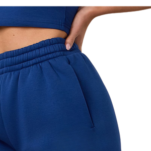Shorts de sport décontractés pour femmes, bleu roi, en polaire respirante, taille haute, avec poches, élastiques, pour la course, la gym et le fitness - Product Image 5