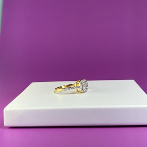 Anillo de Diamantes Naturales con Certificación GGL, Corte Brillante Redondo, Oro Amarillo de 14K para Mujer, con Halo, Estilo Clásico, Regalo de Compromiso - Product Image 2