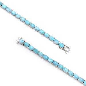 Pulsera de tenis de larimar, plata de ley 925, gema ovalada, hecha a mano, joyería delicada, regalo elegante para mujer - Product Image 2