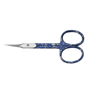 Ciseaux de manucure à lame courbée et manche bleu moucheté pour soins des ongles de précision, pour adultes, avec trou rond - Product Image 5