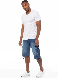 Pantalones Cortos Cargo Vintage de Verano para Hombre, Largos hasta la Rodilla, Multibolsillos, Vaqueros, Bordados, de Cintura Media, Lavado Oscuro, de Secado Rápido - Product Image 6