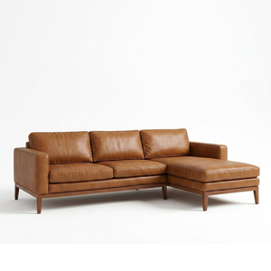 Premium Traditional Leather Modular Sectional <b>Sofa</b> with Chaise Durable Upholstered Seating for Luxury Living Room Spaces - Product Image 1