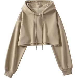 Custom Women Crop Top Hoodie Casual Women's Hoodies & Sweatshirts Long Sleeves <b>Pullover</b> Cropped Hoodie for Woman - Product Image 5