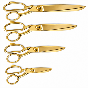 Ciseaux de tailleur dorés en acier inoxydable à bord lisse, qualité DIY, manche métallique, outil de coupe pour tissus et couture - Product Image 5